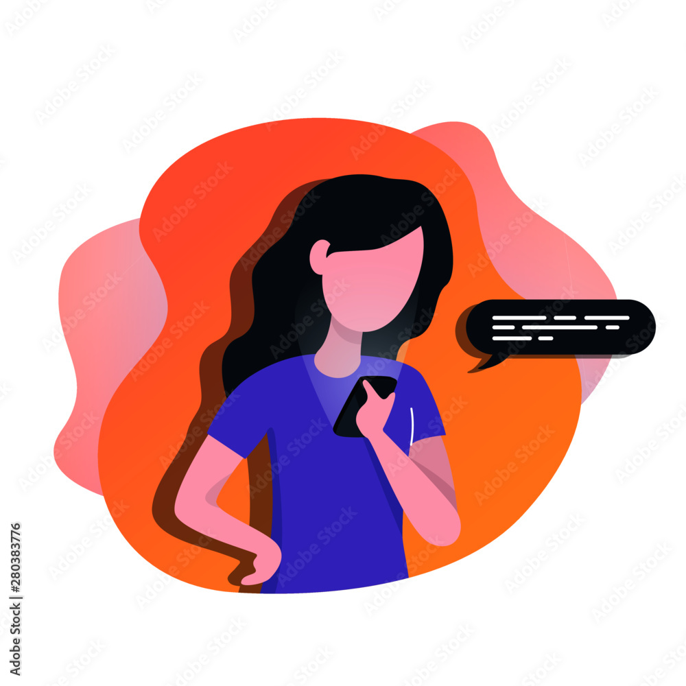 Woman with phone, vector illustration, website and technology ideas - obrazy, fototapety, plakaty 