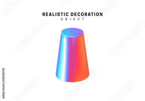 Realistic shape 3d objects with gradient holographic color of hologram. Decorative design elements isolated on white background. vector illustration