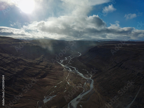 vue aérienne rivière en Islande