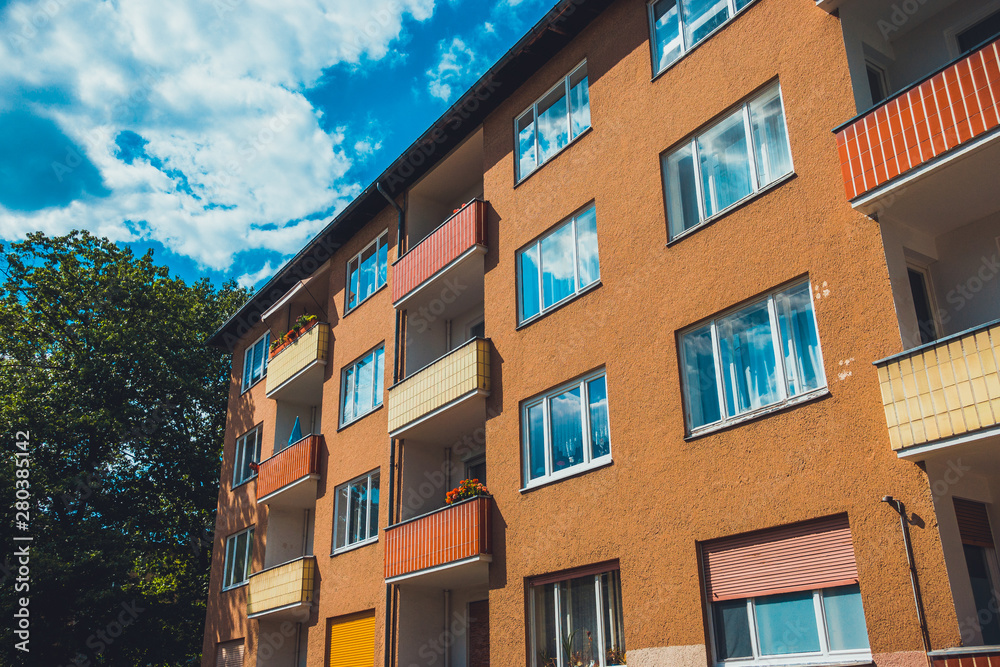 apartment building at east berlin in the summer