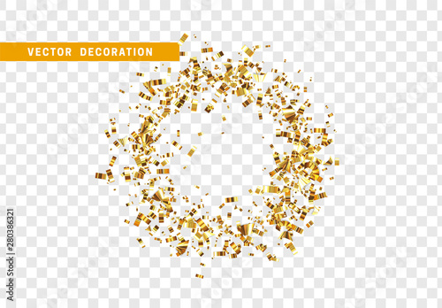 Shine golden confetti isolated on transparent background