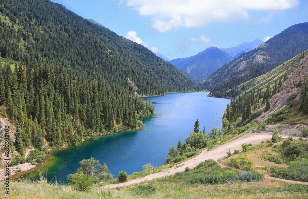 Fototapeta premium Magnificent view of the Kolsay lakes in Kazakhstan