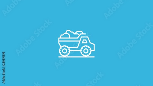 Heavy Duty Truck Line Icon Animation with Alpha stock video