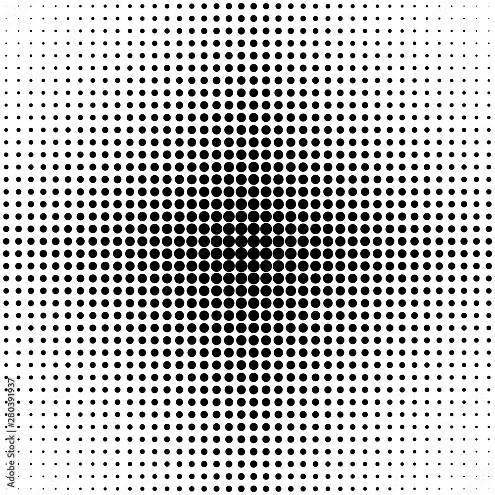 black dots decreased from center to edge, vector background