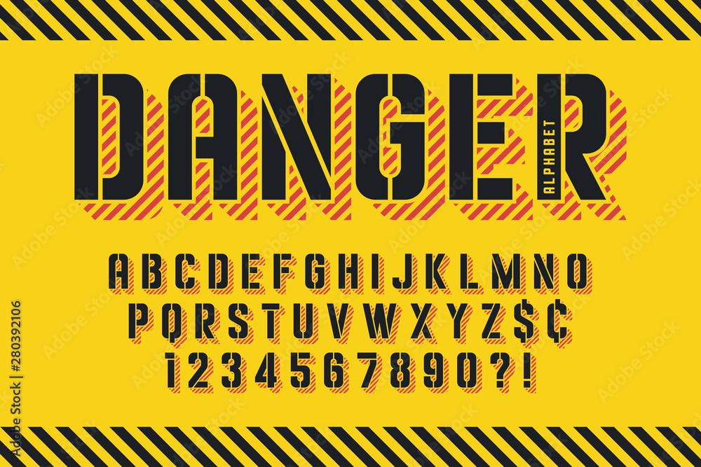 Stencil original condensed alphabet, creative characters set.