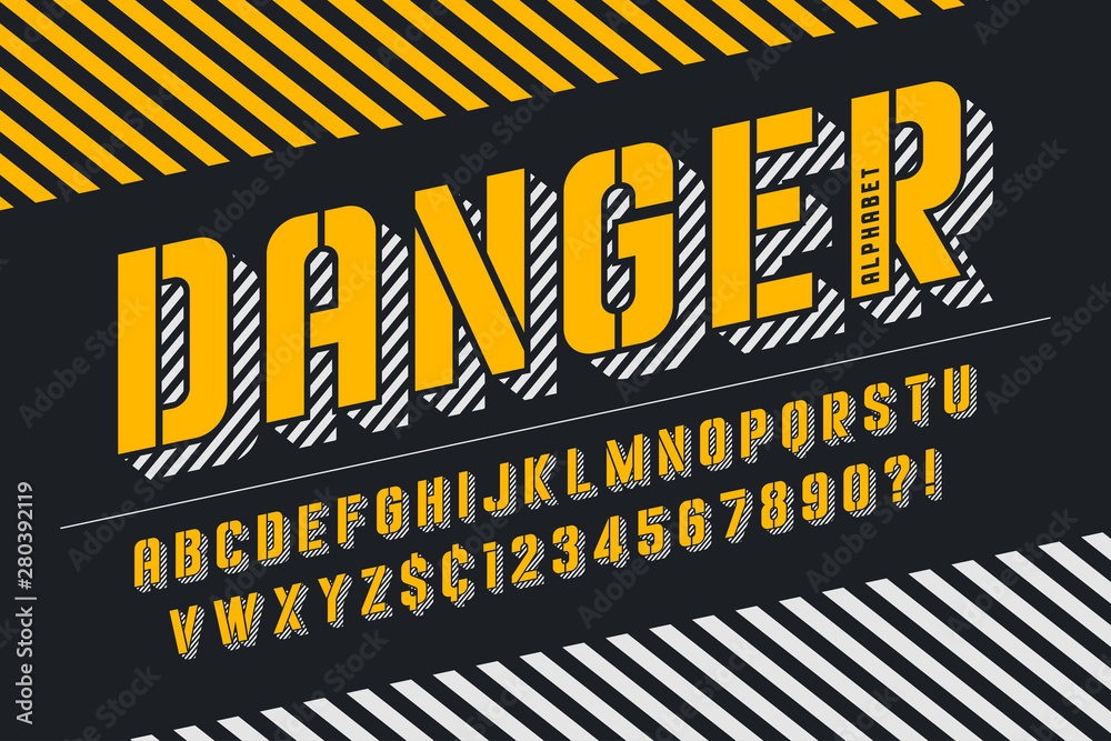 Stencil original condensed alphabet, creative characters set.
