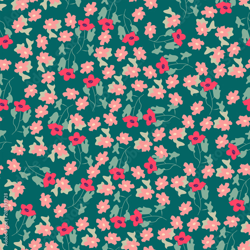 Abstract seamless pattern of cute hand painted simple flowers for textile,linens, clothes