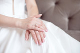 Close-up Woman showing her hands with beautiful manicure.Bride's hands with a nice manicure.