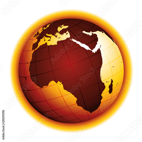 Global warming. Drought effect. Climate change. Environmental danger vector icon.