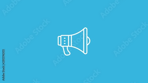 Bullhorn Line Icon Animation with Alpha stock video