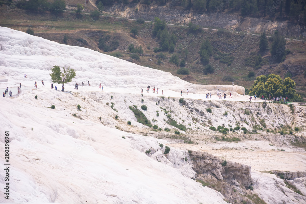 Pamukkale travertine pools and terraces carbonate mineral at ancient Hierapolis, Turkey Pamukkale travertine pools and terraces carbonate mineral at ancient Hierapolis, Turkey