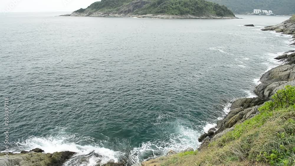 Scenery of Phrom Thep Cape in andaman sea which is a famous stunning view point in phuket, Thailand.