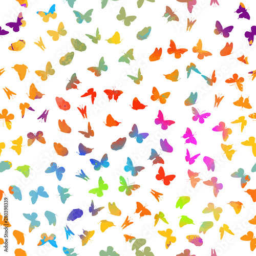 A lot of flying butterflies. Abstract butterflies seamless pattern. Vector illustration © Мария Неноглядова