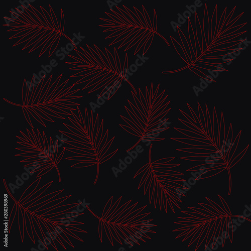 Exotic palm leaves vector pattern illustration