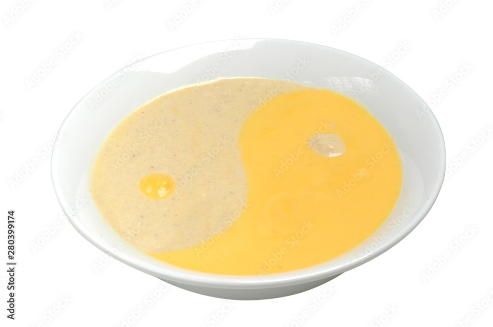 Wheat porridge with butter in the white bowl on white isolated background Wheat porridge with butter in the white bowl on white isolated background