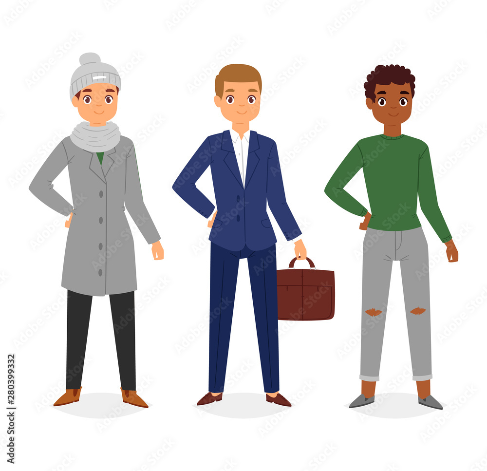 Man look fashion character clothing vector boy cartoon dress up clothes with fashion pants or shoes illustration boyish men T-short isolated on white background Man look fashion character clothing vector boy cartoon dress up clothes with fashion pants or shoes illustration boyish men T-short isolated on white background