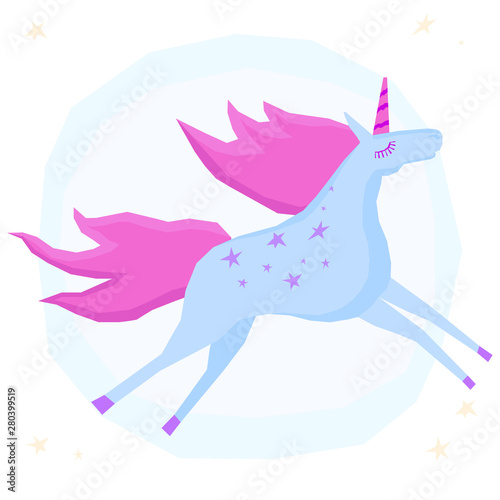Funny cute unicorn. Handmade little unicorn for design childish party advertising, kid bedroom wall, birthday gift card, bag print, school wallpaper, chaldish craft workshop poster etc.