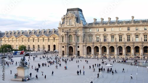 Louvre museum art galleries, square and buildings in Paris, France