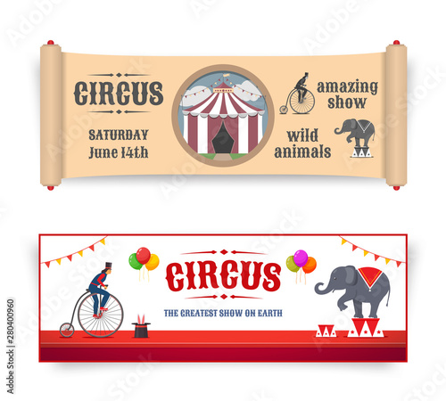 Circus show banners. Vector illustration