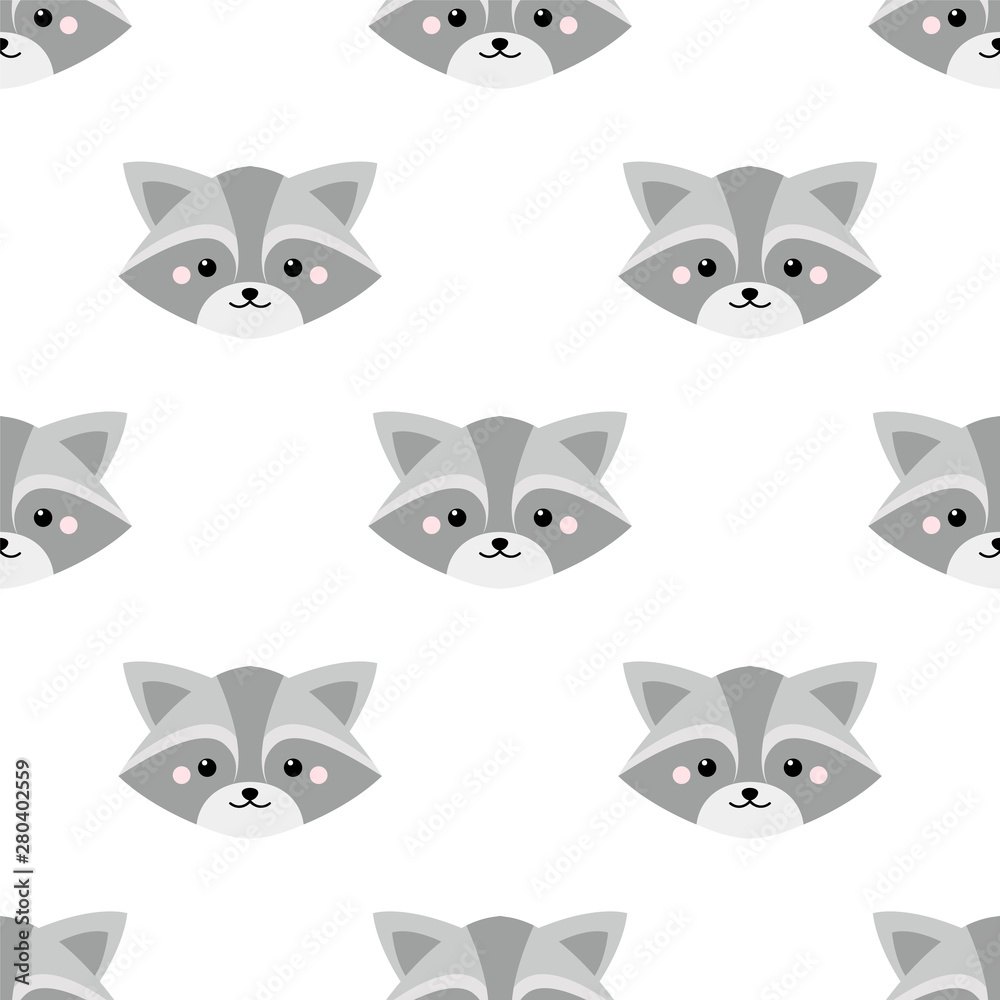 Obraz premium Cute flat raccoon pattern