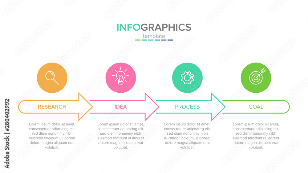 Fototapeta premium Vector infographic label template with icons. 4 options or steps. Infographics for business concept. Can be used for info graphics, flow charts, presentations, web sites, banners, printed materials.
