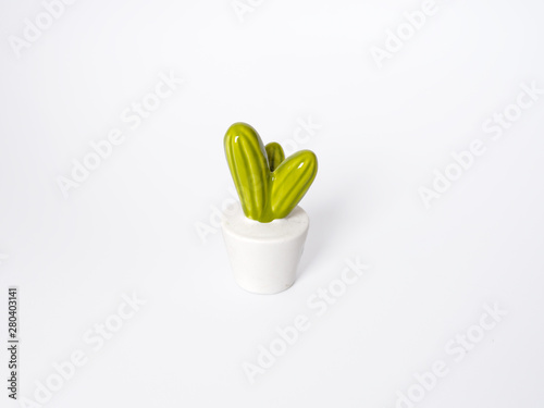 Ceramic cactus decoration isolated