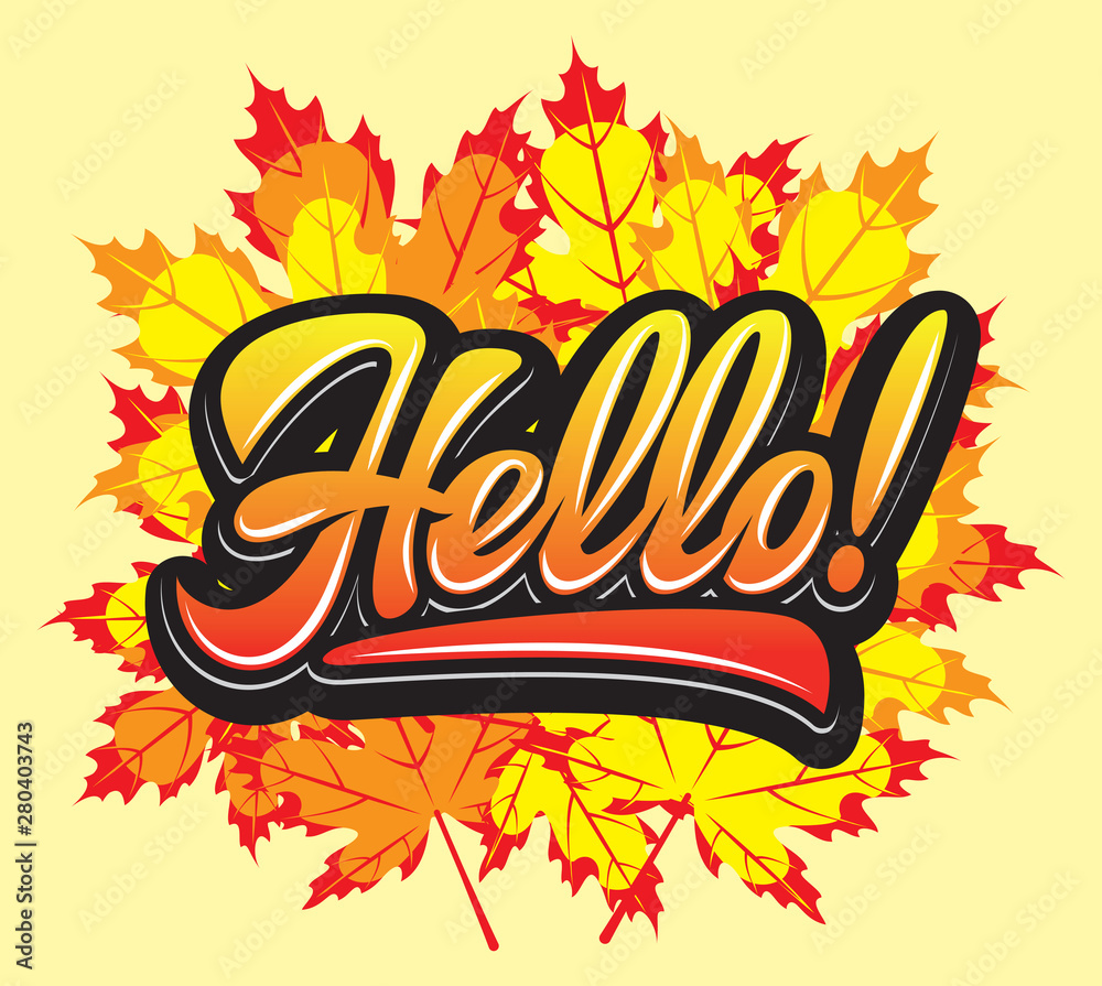 Obraz premium Vector template for design of advertising on autumn theme with inscription