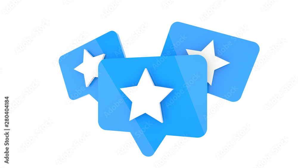 Blue favorite star icons on white background, 3d rendering Blue favorite star icons on white background, 3d rendering