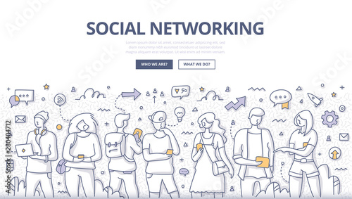 People Social Networking Doodle Concept