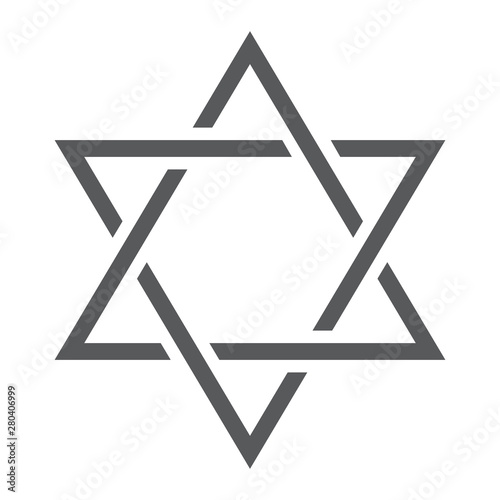 Star of David line icon, israel and jewish, hexagram sign, vector graphics, a linear pattern on a white background. photo
