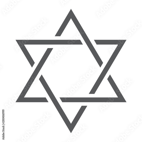 Star of David line icon, israel and jewish, hexagram sign, vector graphics, a linear pattern on a white background.