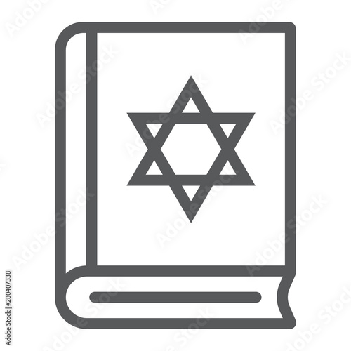 Torah book line icon, israel and religion, jewish book sign, vector graphics, a linear pattern on a white background.