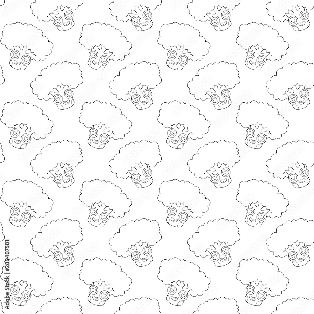 Cute vegetable. Broccoli. Seamless vector background (pattern, print). Cute vegetable. Broccoli. Seamless vector background (pattern, print).