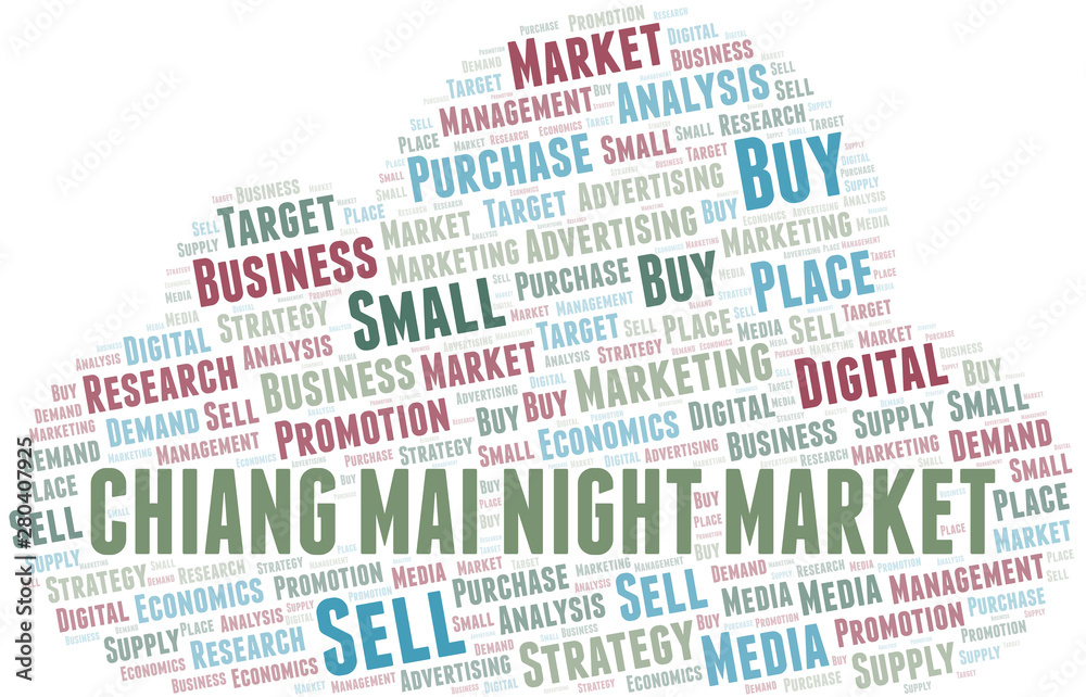 Obraz premium Chiang Mai Night Market word cloud. Vector made with text only.