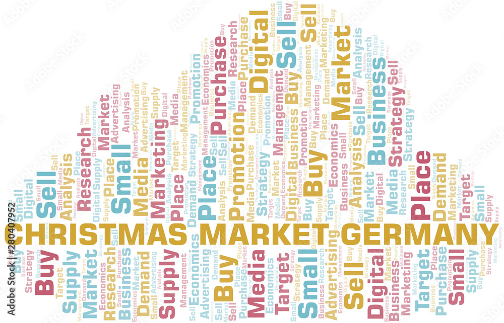 Obraz premium Christmas Market Germany word cloud. Vector made with text only.