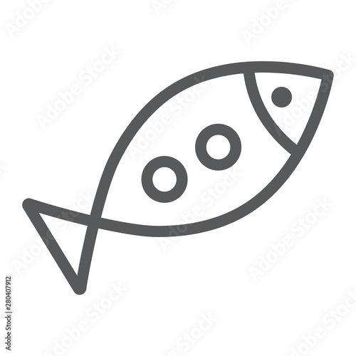 Inclined fish line icon, religion and animal, aquatic food sign, vector graphics, a linear pattern on a white background.