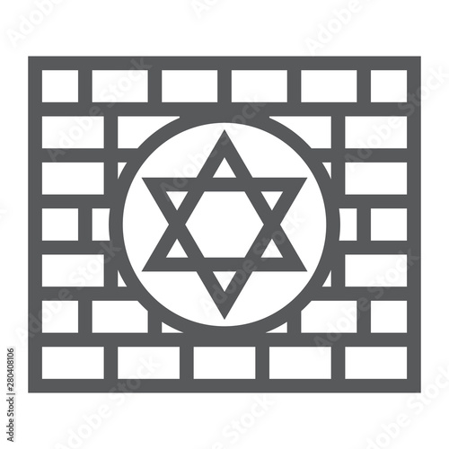 Kotel line icon, religion and judaism, jewish wall sign, vector graphics, a linear pattern on a white background.