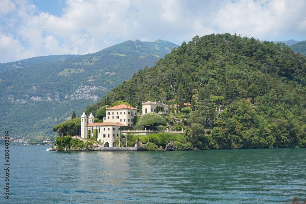 View of the Villa del Balbianello in the city of Lenno on Lake Como.