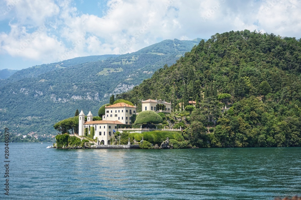 View of the Villa del Balbianello in the city of Lenno on Lake Como.