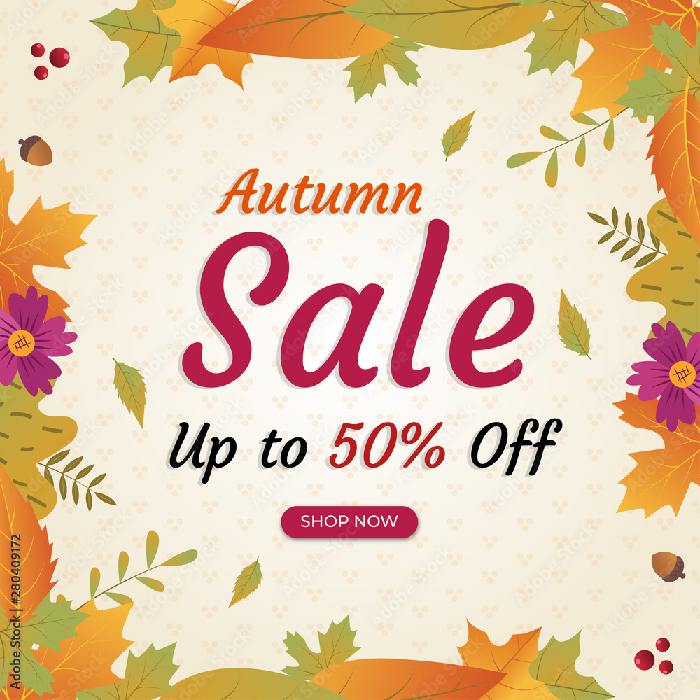 WebAutumn sale discount promotional square promotional print and social media post