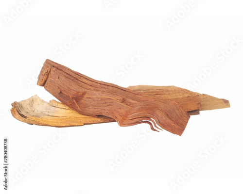 Fragrant Wood chips isolated on white background.