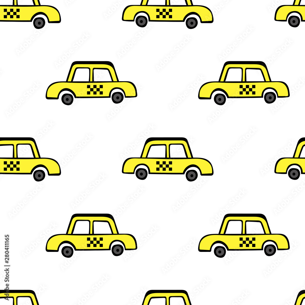Taxi cars. Seamless vector pattern (background, print).