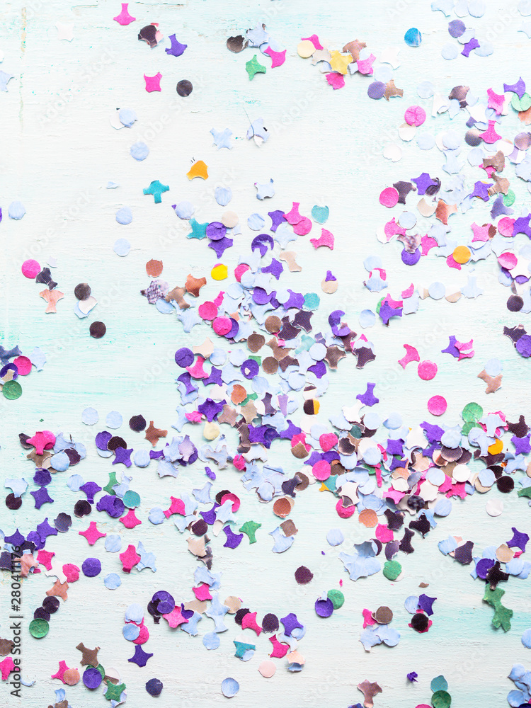 Colorful party background with confetti.