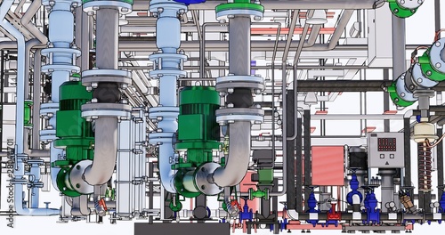 BIM model conceptual visualization of the utilities of the building photo