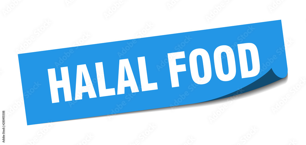 halal food sticker. halal food square isolated sign. halal food