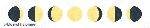 Moon phases flat icon illustration isolated on white background.