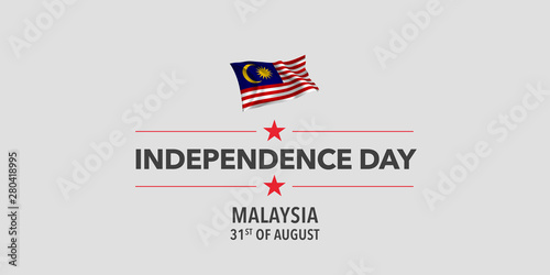 Malaysia happy independence day greeting card, banner, vector illustration