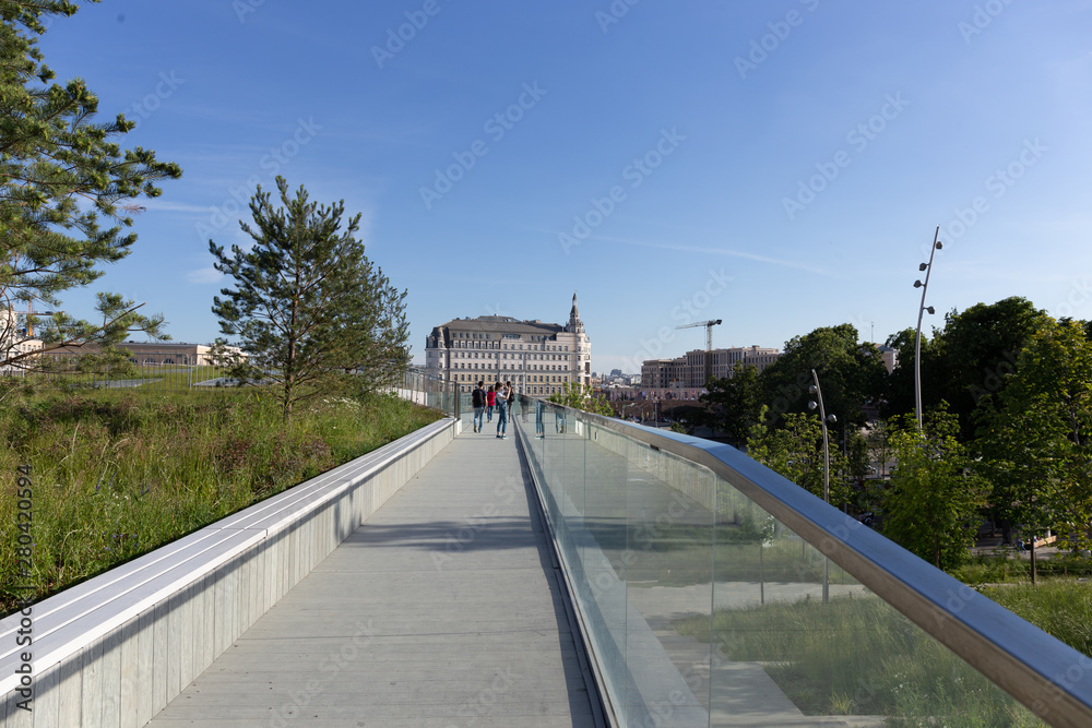 Naklejka premium Panoramic top view of the Moscow river and the Kremlin