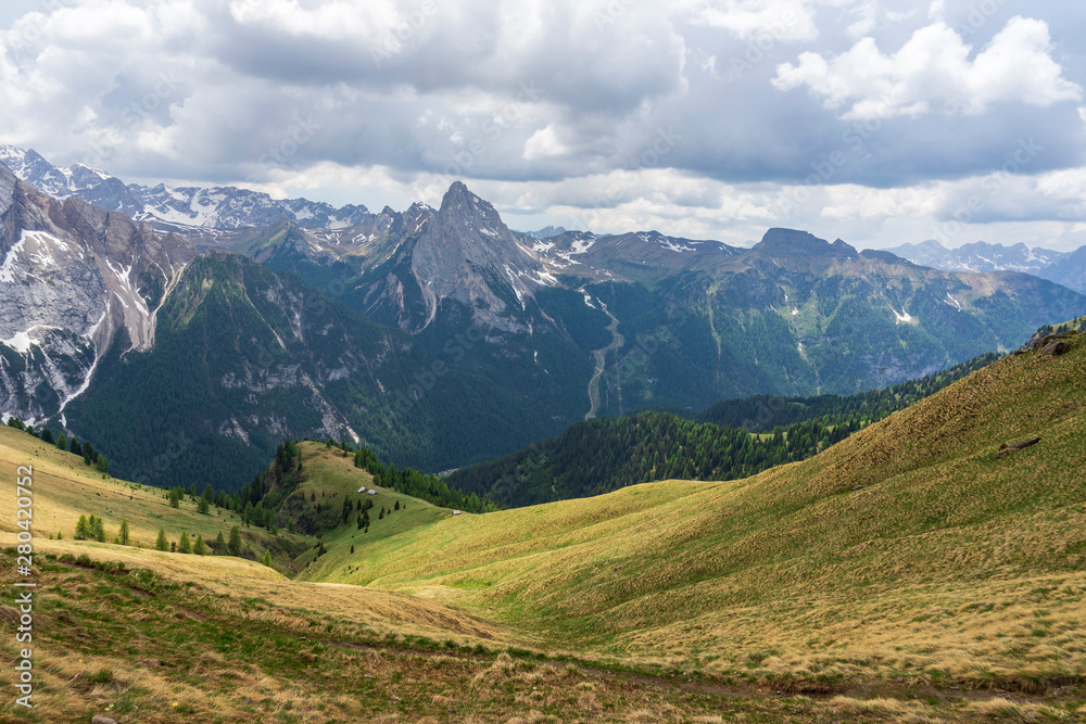 Beautiful mountain landscape of the Dolomites in June.