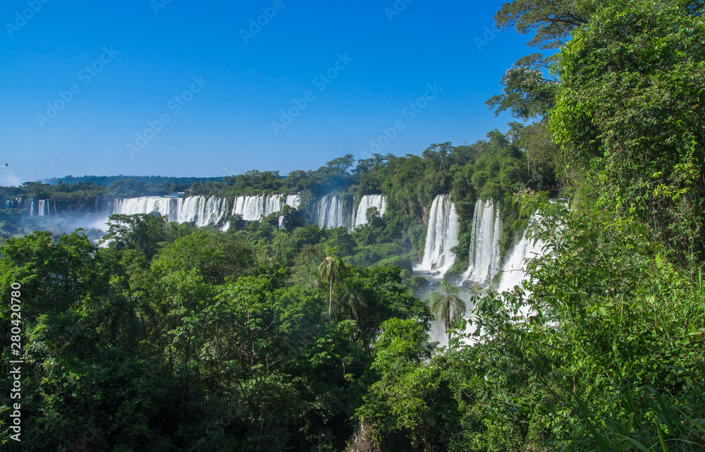 Aerial view of Iguazu Falls from the helicopter ride, one of the Seven Natural Wonders of the World , Brazil Aerial view of Iguazu Falls from the helicopter ride, one of the Seven Natural Wonders of the World , Brazil